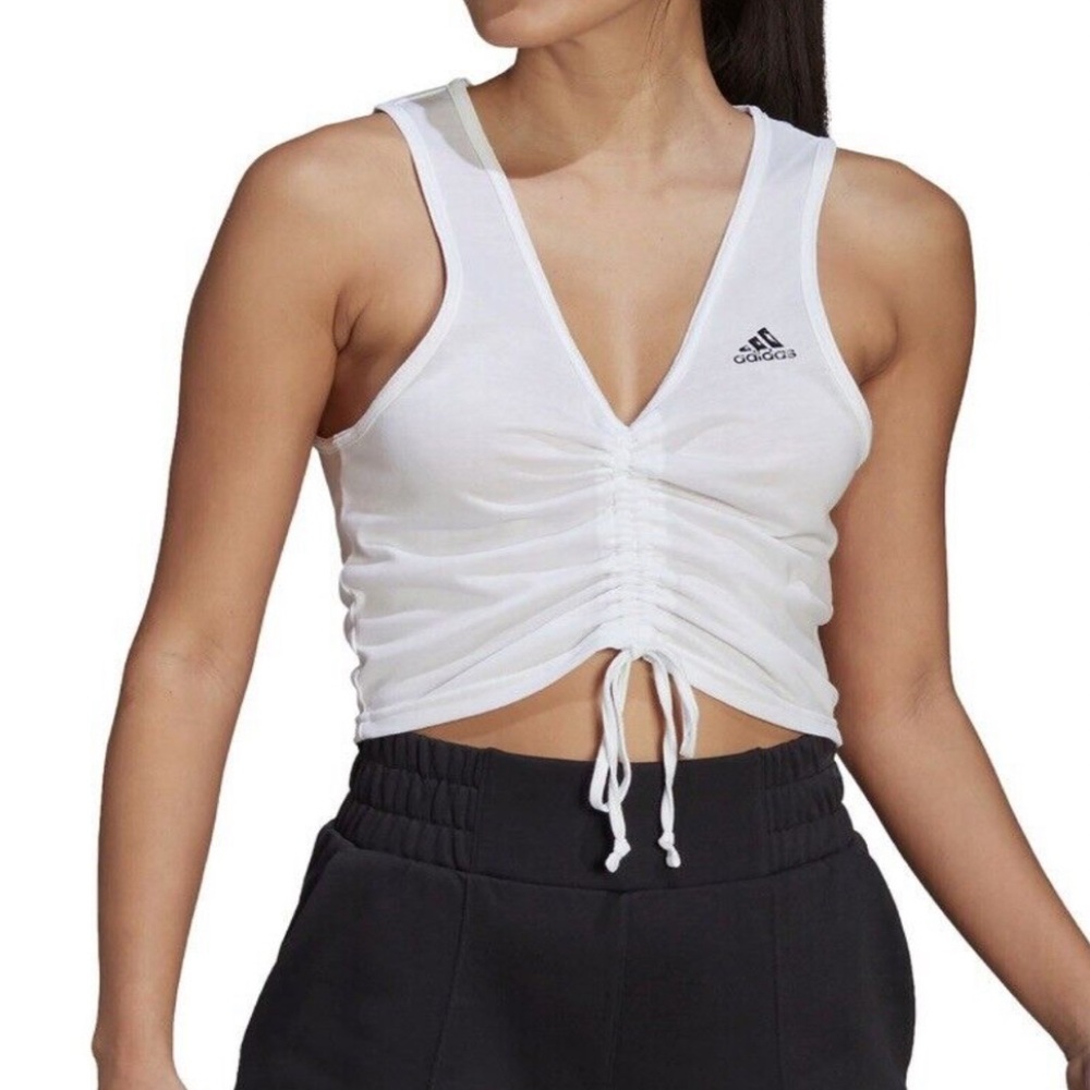NWT - Adidas Women's Hyperglam AEROREADY Cropped Tank Top - White (Size S)